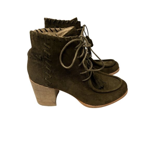 Peasant Stuart Whitman Womens Lace-Up Suede Ankle Boots With Block Heel - Picture 2 of 9